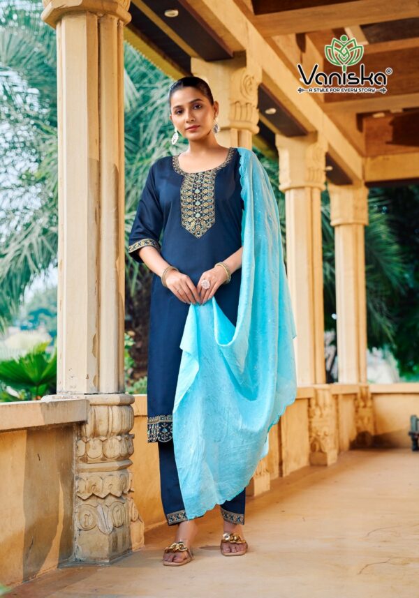 Vaniska Fiza Vol 4 Roman Silk Kurti Bottom With Dupatta Catalog Collection Wholesale Supplier - Image 4