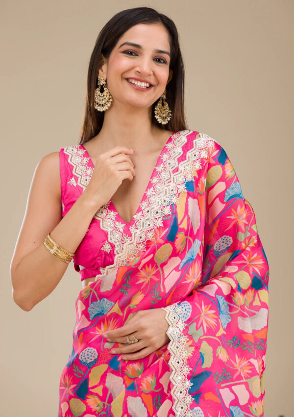 Bt 404 Beautiful Digital Printed Stylish Georgette Saree Catalog Collection Wholesale Supplier - Image 2
