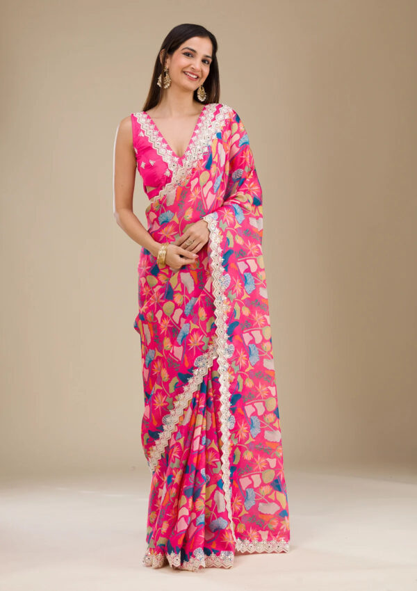 Bt 404 Beautiful Digital Printed Stylish Georgette Saree Catalog Collection Wholesale Supplier - Image 3