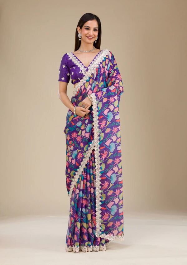Bt 404 Beautiful Digital Printed Stylish Georgette Saree Catalog Collection Wholesale Supplier - Image 5