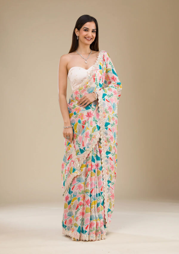 Bt 404 Beautiful Digital Printed Stylish Georgette Saree Catalog Collection Wholesale Supplier - Image 6