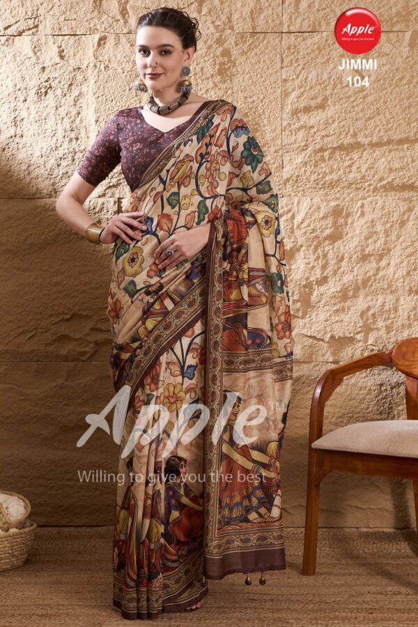 Apple Jimmy 1 Fancy Printed Silk Saree Collection Wholesale Catalog - Image 4