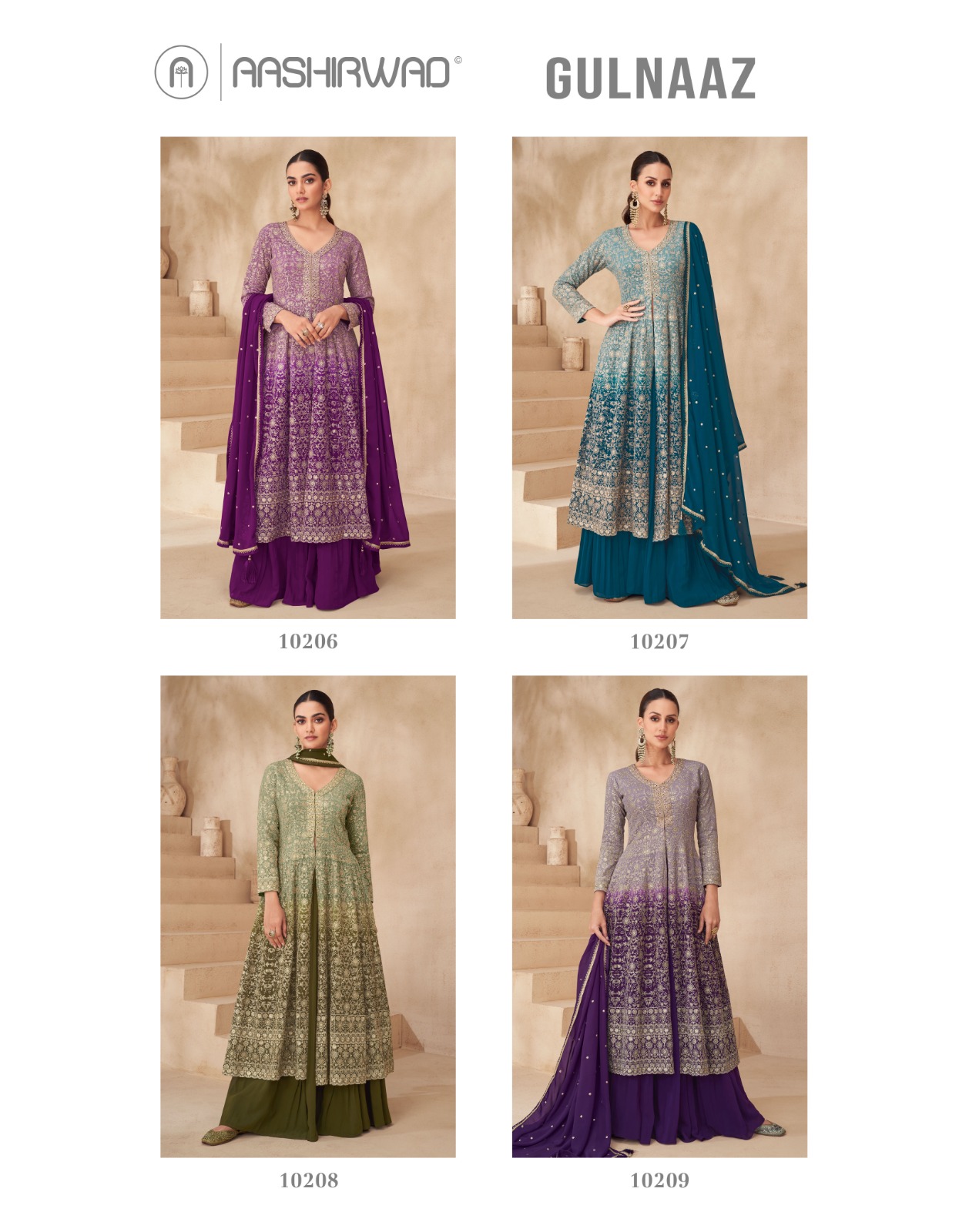 Aashirwad Gulnaaz Georgette Designer Salwar Kameez Catalog Collection Wholesale - Image 4