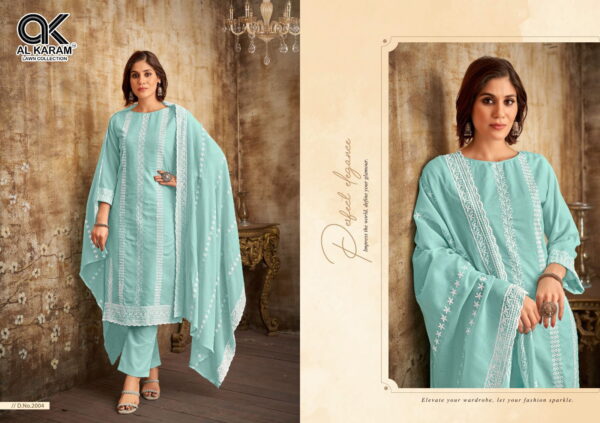Al Karam Lahori Work Cotton Embroidered Dress Material Collection Wholesale - Image 2