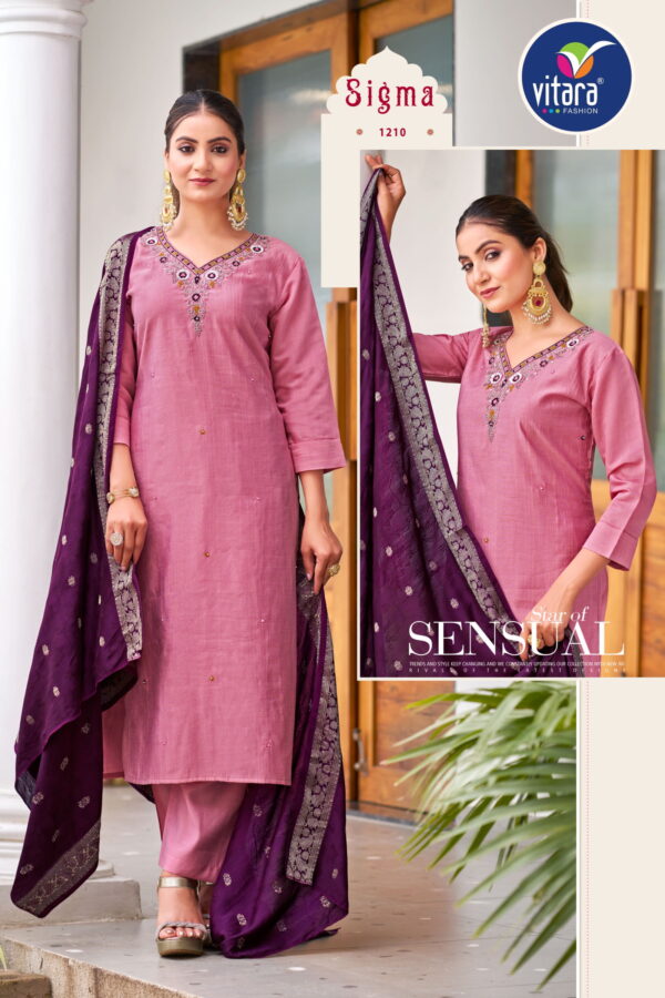 Vitara Sigma Roman Dobby Silk Kurti Bottom With Dupatta Catalog Collection - Image 2