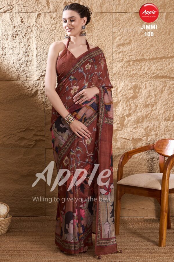 Apple Jimmy 1 Fancy Printed Silk Saree Collection Wholesale Catalog - Image 5