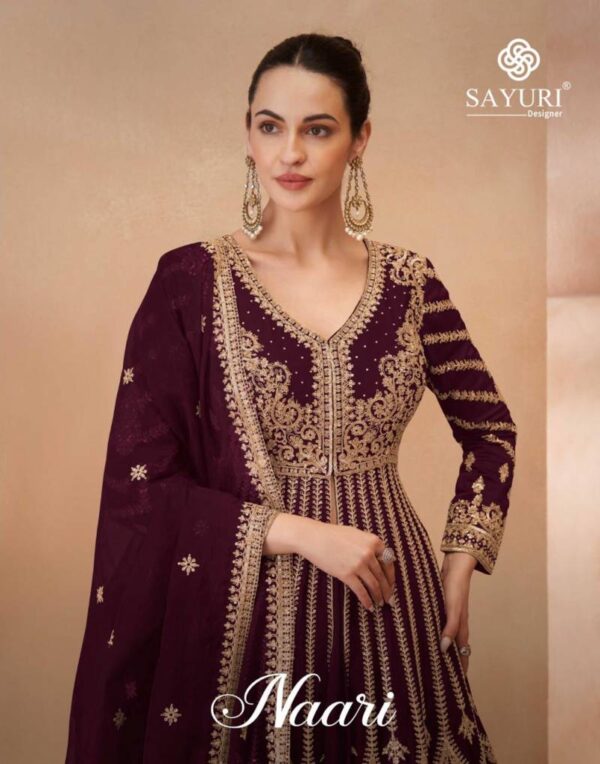 Sayuri Naari Chinon Silk Designer Salwar Suit Catalog Collection Wholesale
