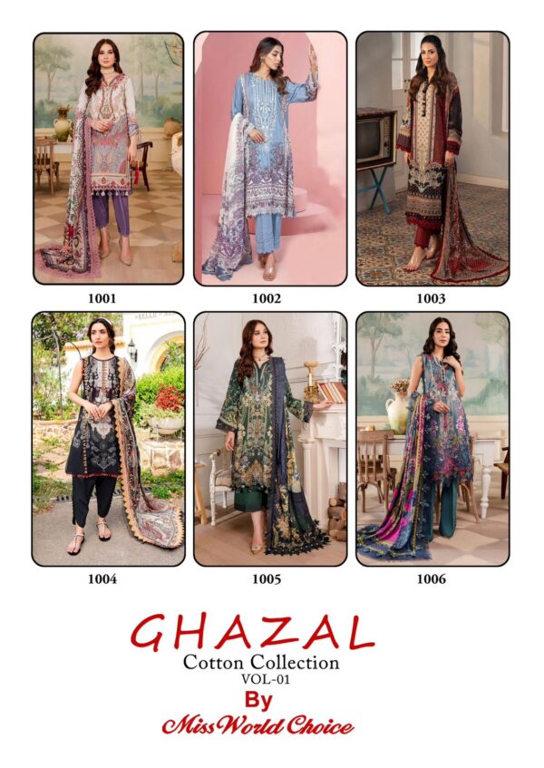 Miss World Ghazal Vol 01 Cotton Printed Fancy Dress Material Catalog Collection - Image 5