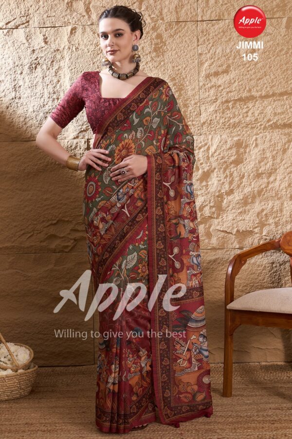 Apple Jimmy 1 Fancy Printed Silk Saree Collection Wholesale Catalog - Image 6