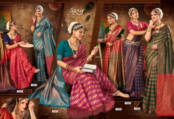 Saroj Khazana Silk Vol 4 Festive Wear Silk Saree Collection Wholesale Catalog - Image 7