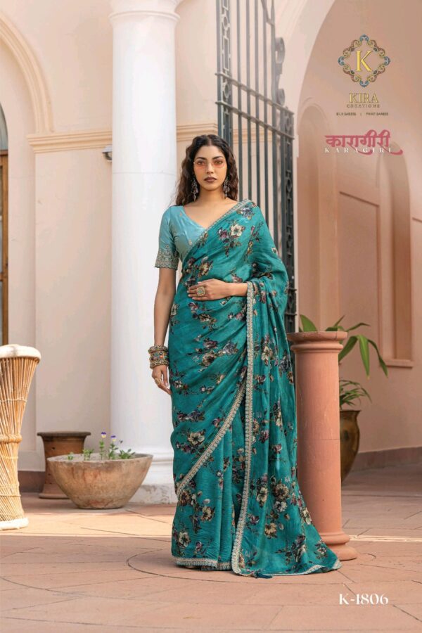 Kira Karagiri Silk Viscose Dola Silk Floral Printes Saree Collection Catalog Dealer - Image 7