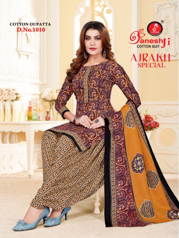 Ganeshji Ajrakh Special Vol 01 Cotton Printed Patiyala Dress Material Catalog Collection - Image 10