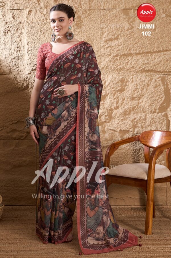 Apple Jimmy 1 Fancy Printed Silk Saree Collection Wholesale Catalog - Image 7
