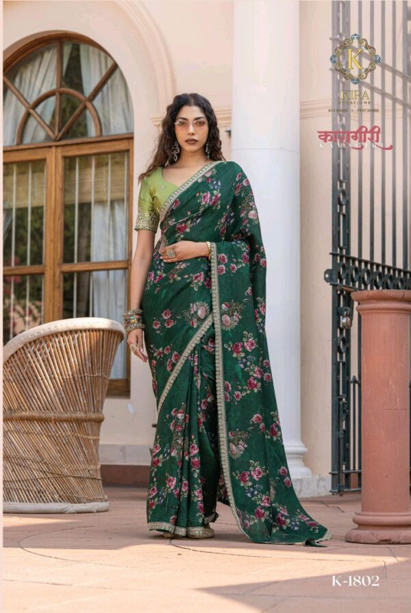 Kira Karagiri Silk Viscose Dola Silk Floral Printes Saree Collection Catalog Dealer - Image 8