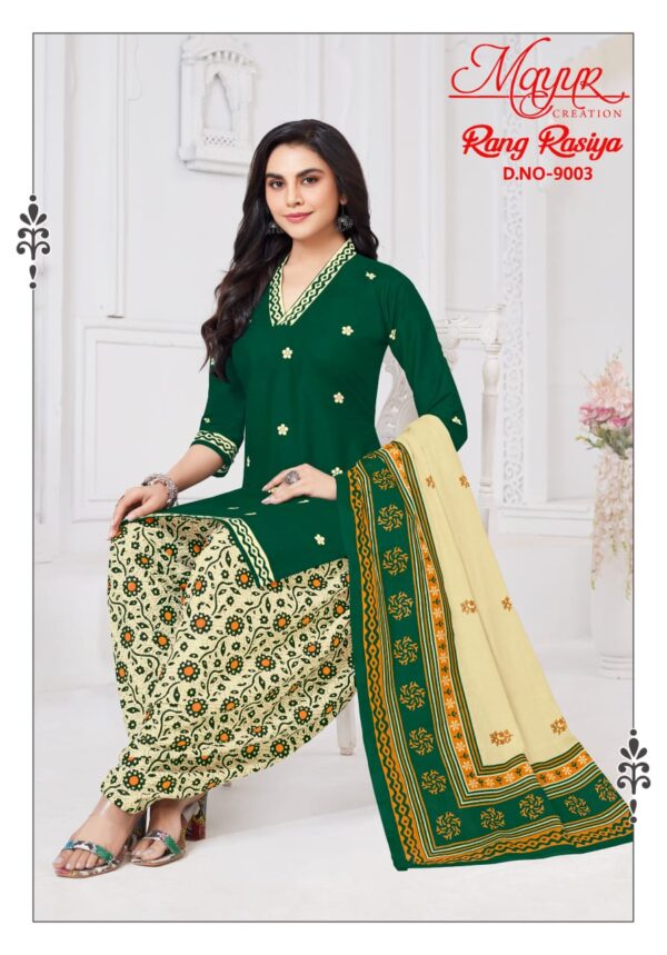 Mayur Rang Rasiya Vol 9 Patiyala Cotton Printed Dress Material Catalog Collection - Image 8