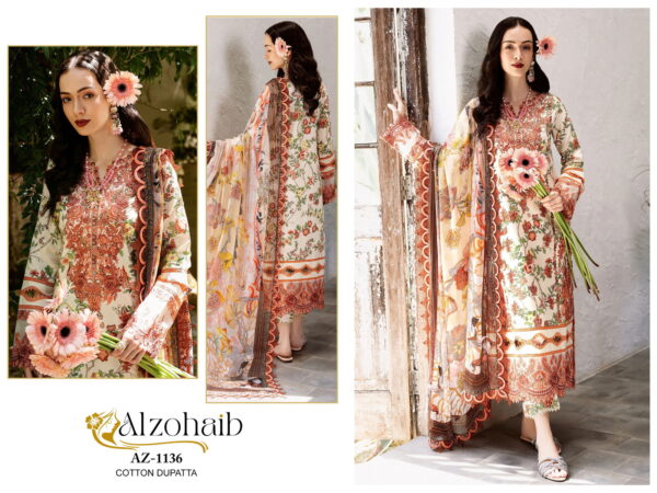 Alzohaib Az 1135 To 1141 Cotton Dupatta Pakistani Suits Collection Wholesale Supplier - Image 3