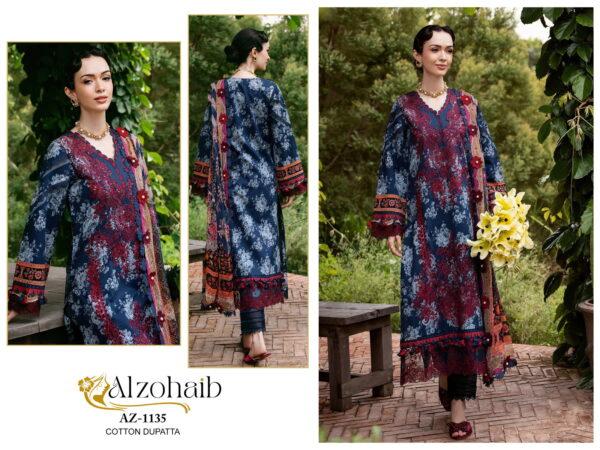 Alzohaib Az 1135 To 1141 Cotton Dupatta Pakistani Suits Collection Wholesale Supplier - Image 4