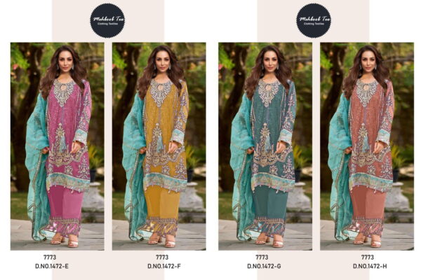 Mehboob Tex 1472 Organza Pakistani Salwar Suit Collection Catalog Wholesale - Image 5