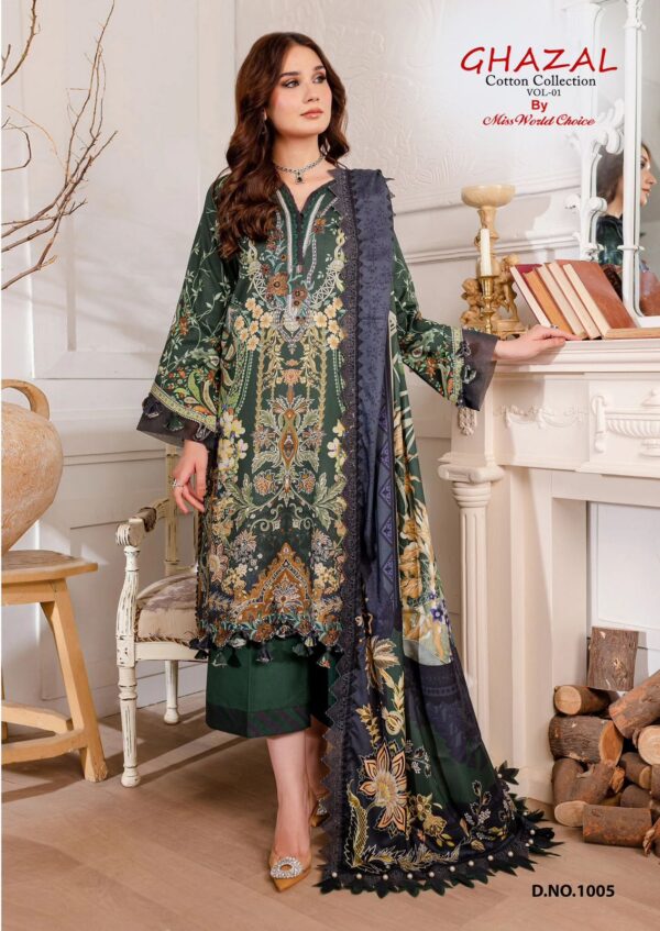 Miss World Ghazal Vol 01 Cotton Printed Fancy Dress Material Catalog Collection
