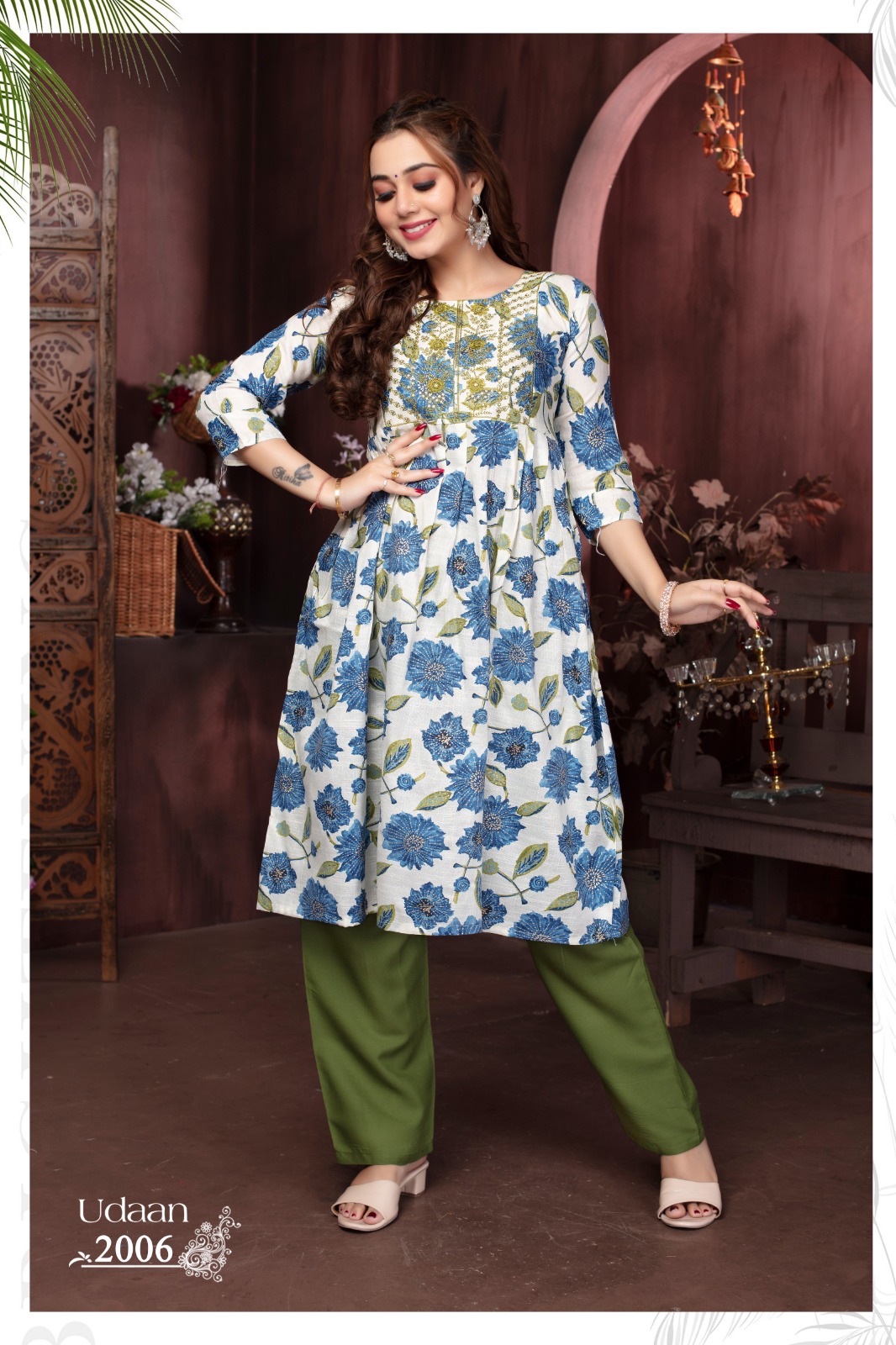 Trendy Udaan Vol 2 Rayon Printed Embroidery Anarkali Kurtis Catalog Collection Wholesale - Image 6