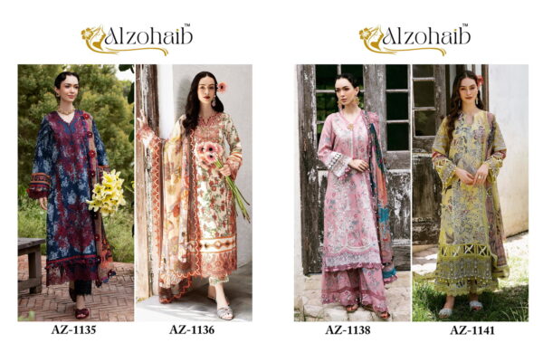 Alzohaib Az 1135 To 1141 Cotton Dupatta Pakistani Suits Collection Wholesale Supplier - Image 5