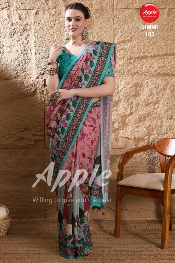 Apple Jimmy 1 Fancy Printed Silk Saree Collection Wholesale Catalog - Image 8