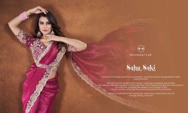 Mahotsav Mohmanthan Saha Saki 24003 Banarasi Crush Silk Festival Saree Catalog Collection Wholesale - Image 2