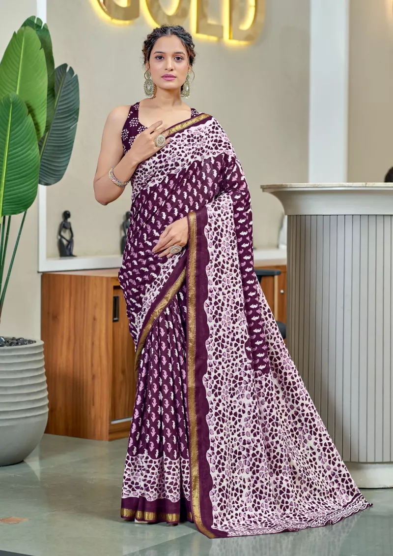 Df Sudha R Beautiful Printed Cotton Saree Catalog Collection Wholesale