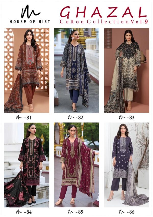 House Of Mist Ghazal Vol 9 Cotton Dress Material Catalog Collection Wholesale - Image 8