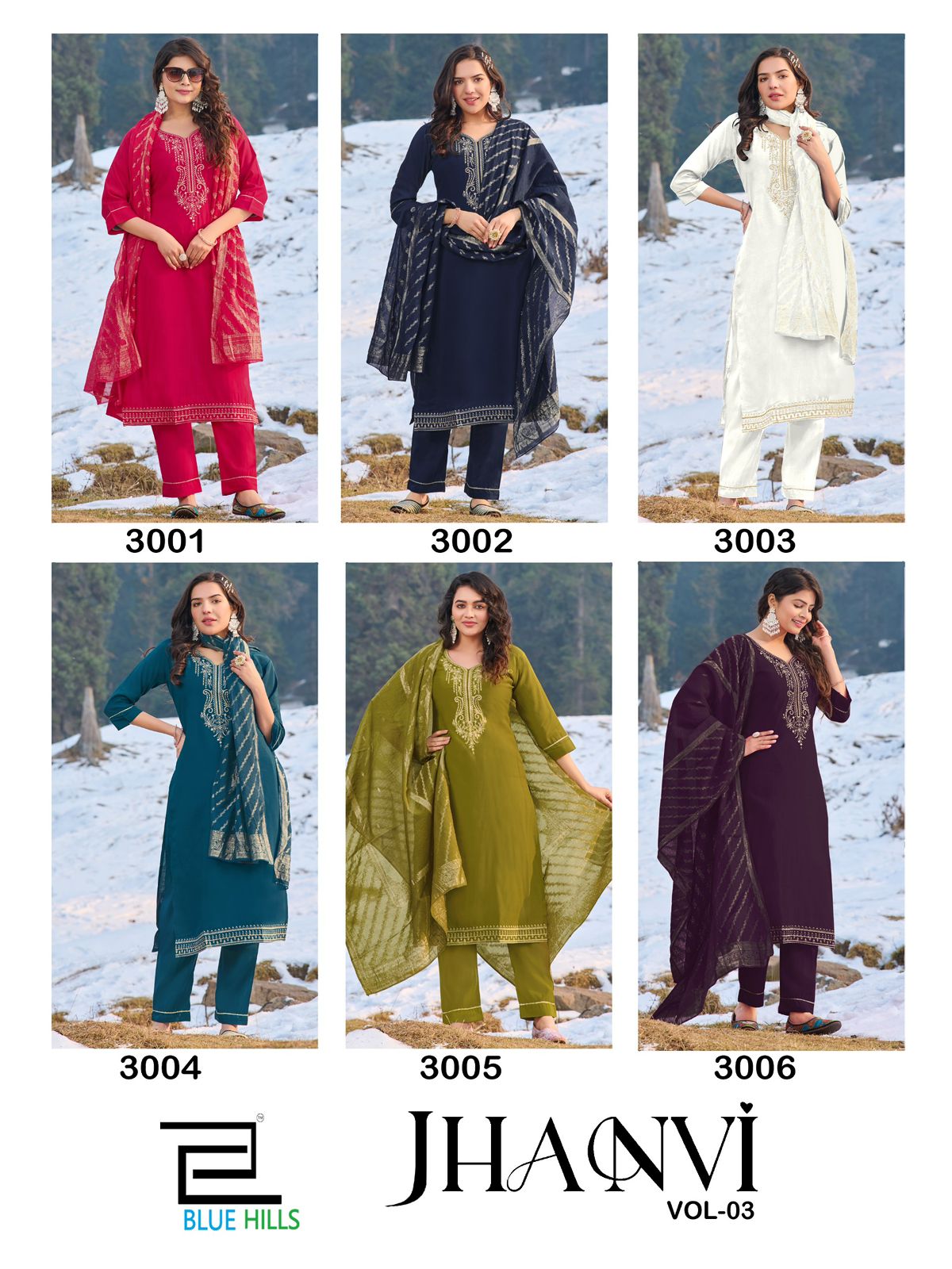 Blue Hills Jhanvi Vol 3 Roman Silk Kurti Bottom With Dupatta Catalog Collection Wholesale Dealer - Image 8