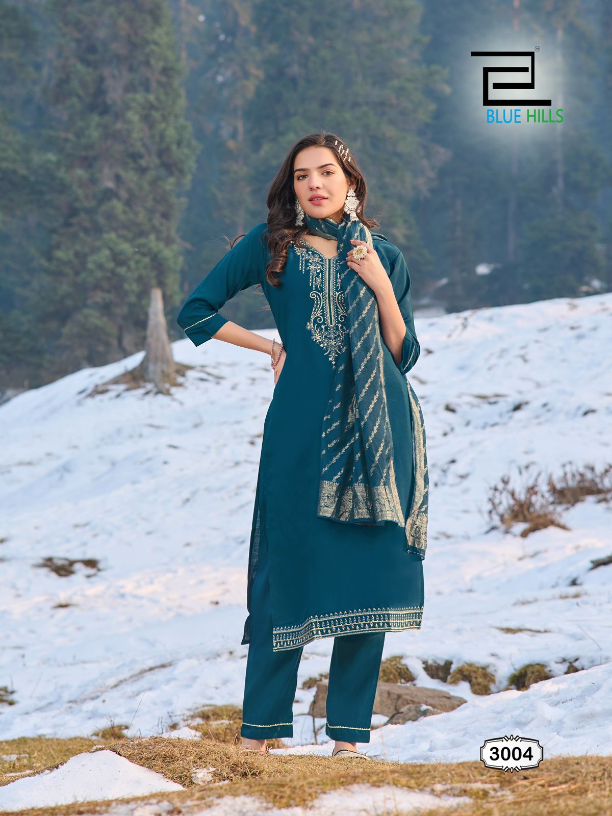 Blue Hills Jhanvi Vol 3 Roman Silk Kurti Bottom With Dupatta Catalog Collection Wholesale Dealer - Image 7