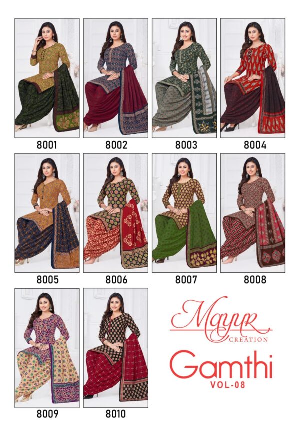 Mayur Gamthi Vol 8 Cotton Printed Dress Material Catalog Collection Wholesale - Image 12