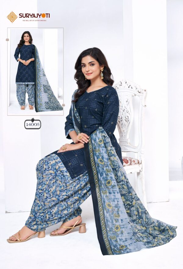 Suryajyoti Trendy Patiyala Vol 14 Cotton Printed Dress Material Catalog Collection Wholesale - Image 5