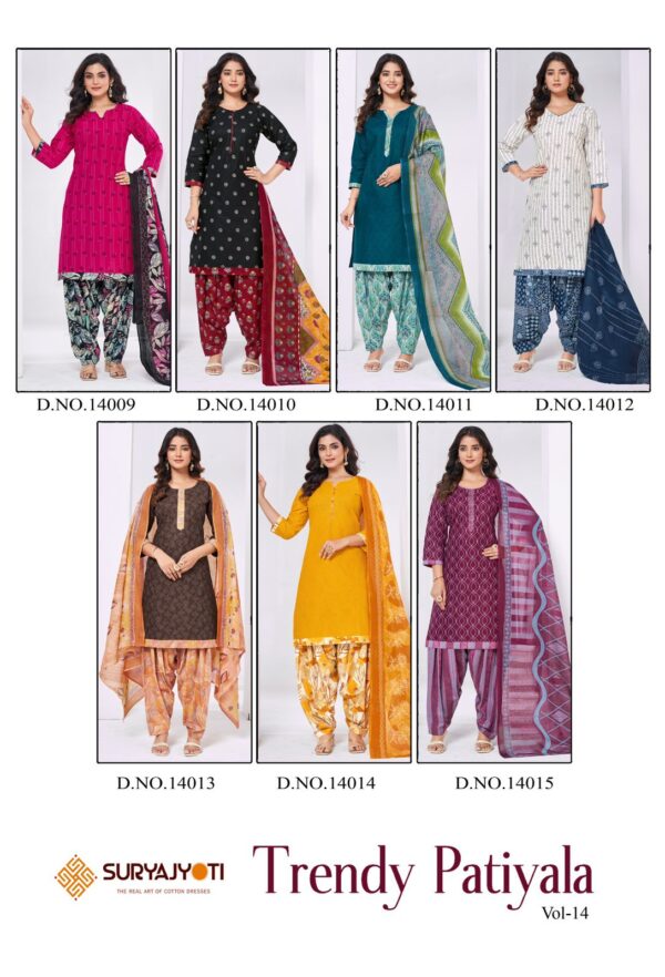 Suryajyoti Trendy Patiyala Vol 14 Cotton Printed Dress Material Catalog Collection Wholesale - Image 6