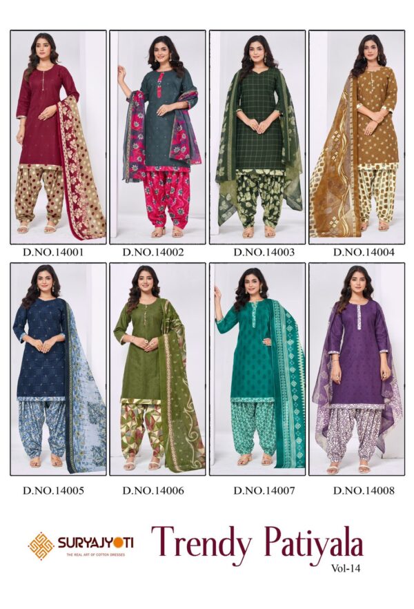 Suryajyoti Trendy Patiyala Vol 14 Cotton Printed Dress Material Catalog Collection Wholesale - Image 2