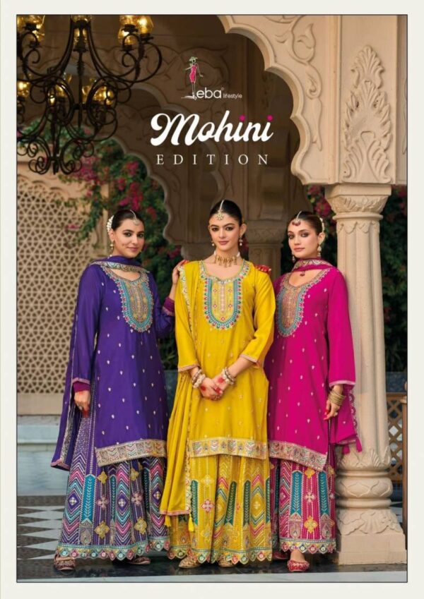 Eba Mohini Edition Chinon Embroidered Ready Made Suits Catalog Collection