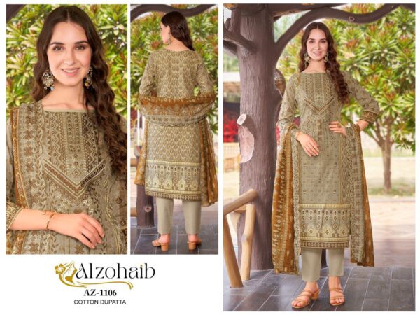 Alzohaib Az 1106 To 1111 Cotton Embroidered Pakistani Salwar Suits Wholesale - Image 6