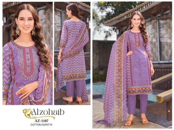 Alzohaib Az 1106 To 1111 Cotton Embroidered Pakistani Salwar Suits Wholesale - Image 8