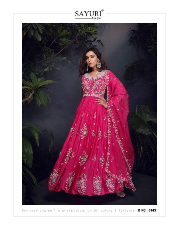 Sayuri Mrunal Chinon Silk Designer Gown With Dupatta Catalog Collection - Image 2