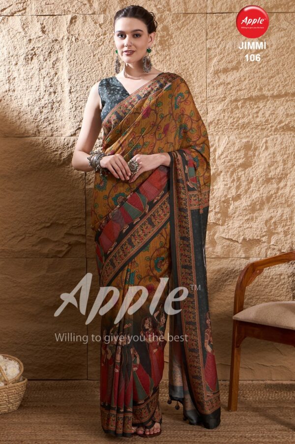 Apple Jimmy 1 Fancy Printed Silk Saree Collection Wholesale Catalog - Image 9