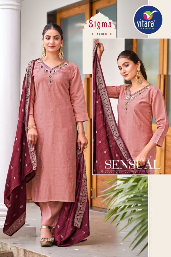 Vitara Sigma Roman Dobby Silk Kurti Bottom With Dupatta Catalog Collection - Image 5