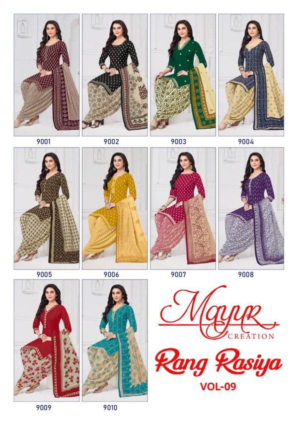 Mayur Rang Rasiya Vol 9 Patiyala Cotton Printed Dress Material Catalog Collection - Image 3