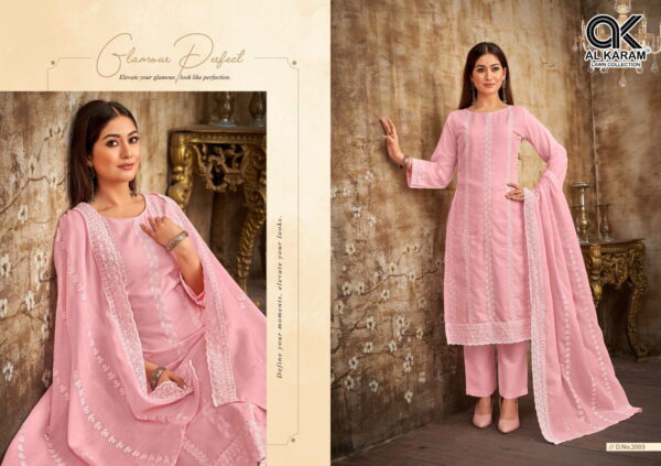 Al Karam Lahori Work Cotton Embroidered Dress Material Collection Wholesale - Image 6
