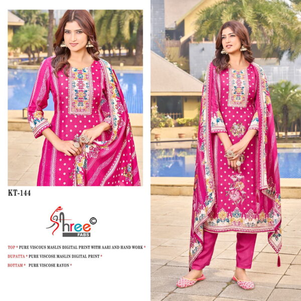 Shree Kt 144 Viscose Digital Printed Salwar Suits Collection Wholesale Catalog - Image 4