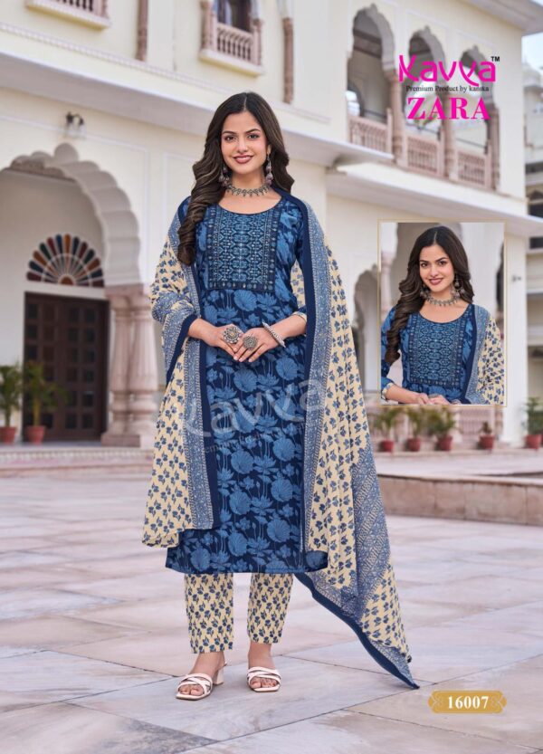 Kavya Zara Vol 16 Cambric Cotton Kurti Pant With Dupatta Catalog Wholesale Collection - Image 10