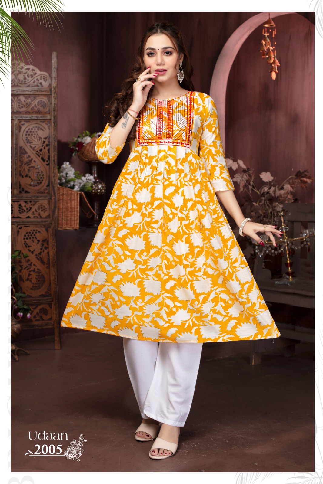 Trendy Udaan Vol 2 Rayon Printed Embroidery Anarkali Kurtis Catalog Collection Wholesale - Image 2