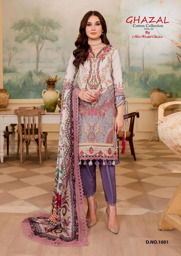 Miss World Ghazal Vol 01 Cotton Printed Fancy Dress Material Catalog Collection - Image 6