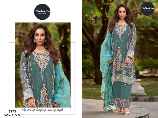 Mehboob Tex 1472 Organza Pakistani Salwar Suit Collection Catalog Wholesale - Image 2