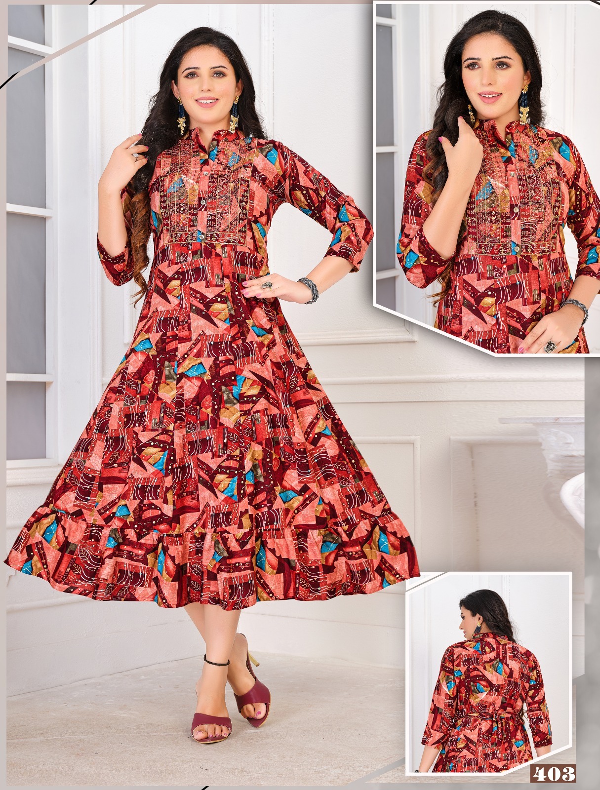 Beauty Rose Chic Foil Printed Rayon Anarkali Kurtis Catalog Collection Wholesale - Image 8