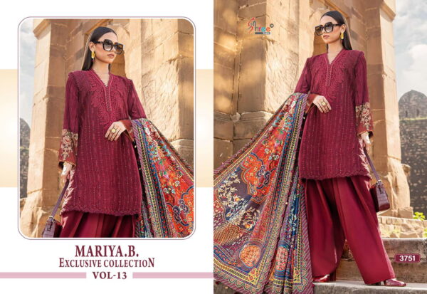 Shree Mariya B Exclusive Collection Vol 13 Chiffon Dupatta Salwar Suit Catalog Wholesale Collection - Image 2